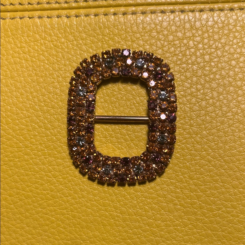 Sparkling Gold tone and Brown/multi Belt buckle